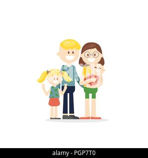 Caricature joyeuse famille avec enfants Illustration de Vecteur