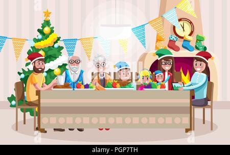Happy Family celebrating Christmas Illustration de Vecteur