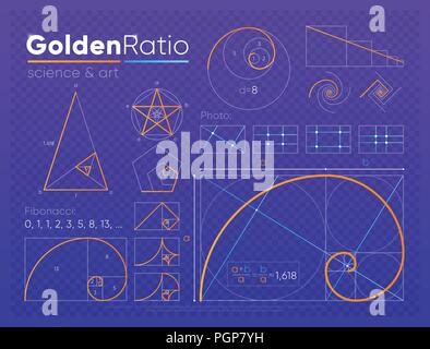 Ensemble d'élément golden ratio Illustration de Vecteur