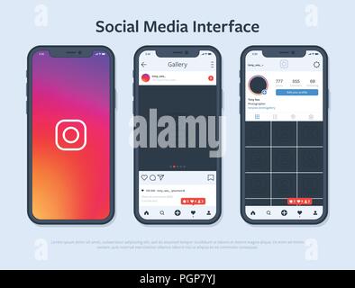 Design Smartphone interface avec les médias sociaux Illustration de Vecteur