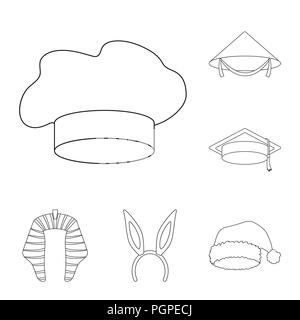 Différents types de chapeaux contours icônes dans set collection pour design.Coiffure symbole vecteur illustration de stock. Illustration de Vecteur