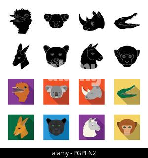 Kangourous, lamas, singe, Panther, animaux réalistes définir des icônes dans la collection black style symbole,flet vecteur illustration stock . Illustration de Vecteur