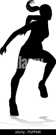 Runner Racing Track and Field Silhouette Illustration de Vecteur