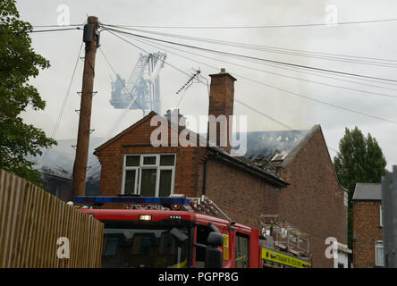 Incendie, Beeston, Nottingham, Angleterre. Banque D'Images