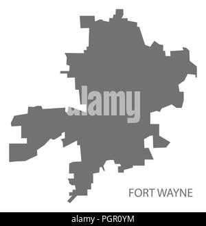 Plan de la ville de Fort Wayne Indiana gris illustration silhouette Illustration de Vecteur