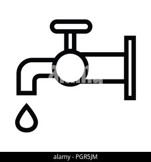 L'eau du robinet de l'eau avec l'icône Symbole style du contour vector illustration Banque D'Images