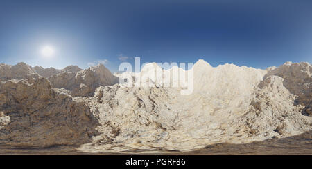 Map HDRI sphériques, panorama de l'environnement avec l'arrière-plan de montagnes, source de lumière 3D Rendering (Rendu équirectangulaire) Banque D'Images