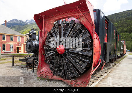 White Pass and Yukon Route Chasse-neige Rotary no1. Construite en 1899 sur l'affichage à Skagway, Alaska USA Banque D'Images