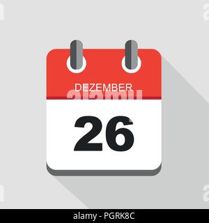 L'icône calendrier rouge 26 décembre vector illustration EPS10 Illustration de Vecteur