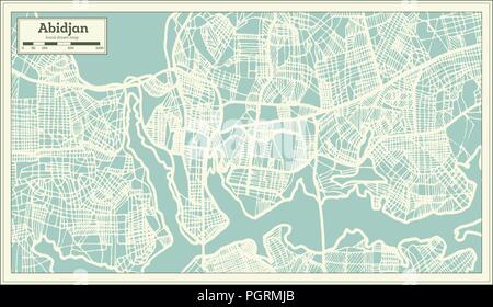 Abidjan Côte d'Ivoire Plan de ville en style rétro. Une carte de Noël. Vector Illustration. Illustration de Vecteur