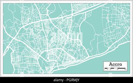 Accra Ghana Plan de ville en style rétro. Une carte de Noël. Vector Illustration. Illustration de Vecteur