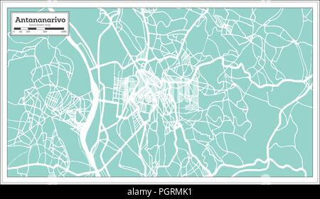 Antananarivo Madagascar Plan de ville en style rétro. Une carte de Noël. Vector Illustration. Illustration de Vecteur