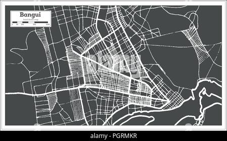 République centrafricaine Bangui Plan de ville en style rétro. Une carte de Noël. Vector Illustration. Illustration de Vecteur