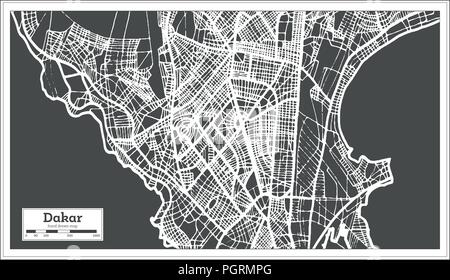 Dakar Sénégal Plan de ville en style rétro. Une carte de Noël. Vector Illustration. Illustration de Vecteur