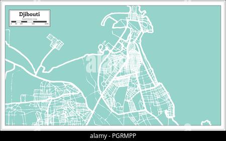 Plan de la ville de Djibouti en style rétro. Une carte de Noël. Vector Illustration. Illustration de Vecteur