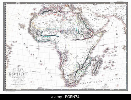 Carte du continent africain par le géographe A.H. Brue, publié à Paris Janvier 1820. Banque D'Images