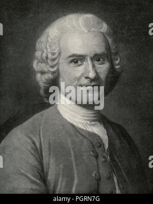 Jean-Jacques Rousseau, 1712 - 1778. Le philosophe genevois, écrivain et compositeur. Après un travail de portraitiste rococo français, Maurice Quentin de La Tour, (1704 - 1788). À partir de la Tour, publié en 1920. Banque D'Images