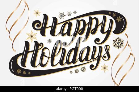 La main élégante - lettrage Bonnes Vacances pour les cartes de vœux et des supports d'impression Illustration de Vecteur