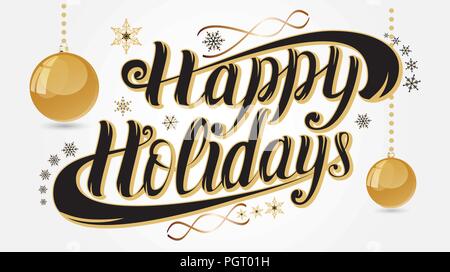 Happy Holidays part design lettrage pour les cartes de vœux, des affiches, et t-shirts imprime Illustration de Vecteur