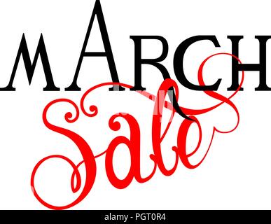 Vente mars font à la main et le lettrage sur fond blanc vector illustration Illustration de Vecteur