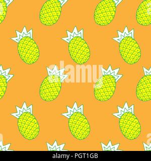 Illustration de l'ananas sur fond orange, scénario à la mode sans contexte Illustration de Vecteur