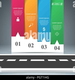 Road business papier infographie. Quatre éléments. Illustration de Vecteur