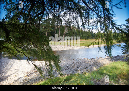 La rivière Dee dans les highlands d'Écosse près de Braemar, Ecosse, UK, FR. Banque D'Images