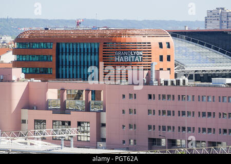 Vue générale du quartier de la Part-Dieu vu depuis le toit du bâtiment du ciel, Lyon, France Banque D'Images