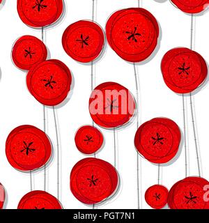 Coquelicots rouges de fond transparent Illustration de Vecteur