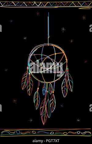 Dreamcatcher couleur croquis sur fond blanc Illustration de Vecteur