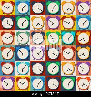 Style rétro modèle réveil en couleurs Illustration de Vecteur