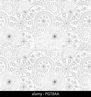 Dessiner à main motif transparent floral en noir et blanc Illustration de Vecteur