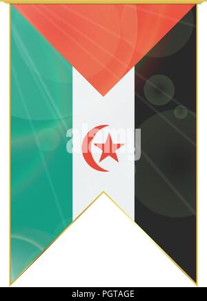 Ruban vertical de luxe avec Sahara Occidental flag encadrée dans l'or Illustration de Vecteur