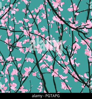 Les cerisiers au printemps, l'arrière-plan modèle transparent Illustration de Vecteur