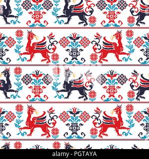 Seamless pattern design inspiré par la broderie traditionnelle Hongroise Illustration de Vecteur