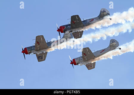 MONROE, NC - 10 novembre : trois avions de voltige d'effectuer pendant plus de Warbirds Monroe Air Show à Monroe, NC, le 10 novembre 2013. Banque D'Images