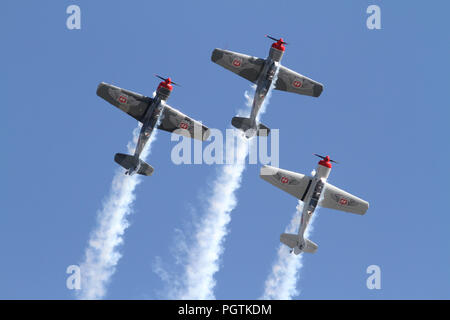 MONROE, NC - 10 novembre : trois avions de voltige d'effectuer pendant plus de Warbirds Monroe Air Show à Monroe, NC, le 10 novembre 2013. Banque D'Images