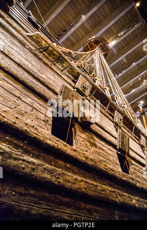 Close up du 17e siècle au navire de récupération musée Vasa, Stockholm, Suède Banque D'Images