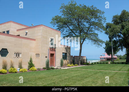Beverly Shores, Indiana - Le siècle du progrès Historic District à Indiana Dunes National Lakeshore, à l'extrémité sud du lac Michigan. Le FIV Banque D'Images