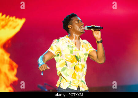 Bratislava, Slovaquie. 24 août, 2018. Chanteur jamaïcain Romain Virgo effectue au Festival de musique de soulèvement. Banque D'Images