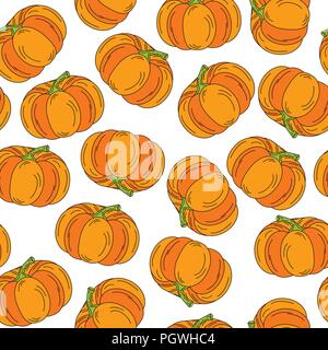 Citrouille handdrawn pattern background vector illustration halloween icône Illustration de Vecteur