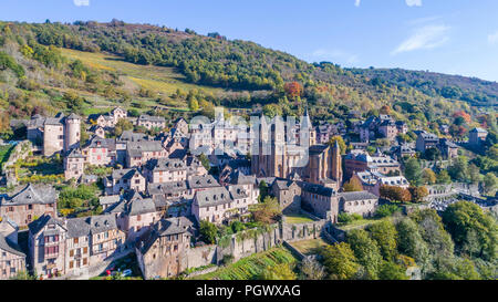 La France, l'Aveyron, Conques, étiqueté Les Plus Beaux Villages de France (Les Plus Beaux Villages de France), s'arrêter sur El Camino de Santiago, le général v Banque D'Images