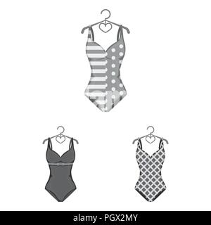 Différents types de maillots de bain en icônes monochromes collection set pour la conception. Accessoires de natation symbole vecteur illustration de stock. Illustration de Vecteur