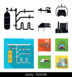 Icône de l'industrie automobile et d'autres en noir, style plat.Les nouvelles technologies de l'ensemble des icônes de collection. Illustration de Vecteur