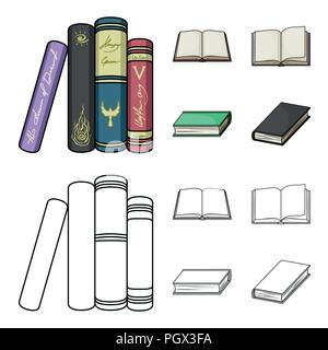 Différents types de livres. Livres collection set icônes de cartoon style du contour symbole,vecteur illustration stock . Illustration de Vecteur