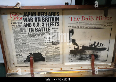 Le Japon déclare la guerre le journal Daily Mirror dans une brocante et bric-à-brac Centre, Angleterre