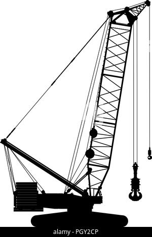 Grue à chenille silhouette sur fond blanc Illustration de Vecteur