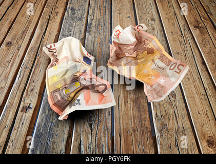 Projets de loi sur l'euro Le tableau texturé en bois Banque D'Images