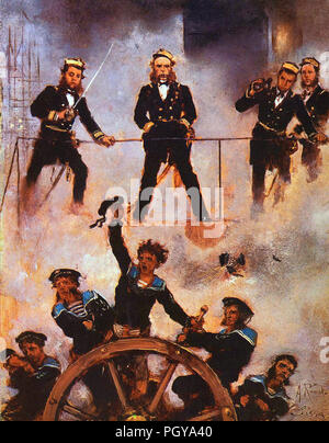 L'amiral Tegetthoff dans la bataille navale de Lissa II la peinture à l'huile d'Anton Romako (1832-1889) Banque D'Images