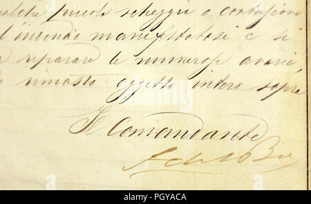 Navire formidable - Corvette Journal officiel la signature du commandant Saint Bon Banque D'Images